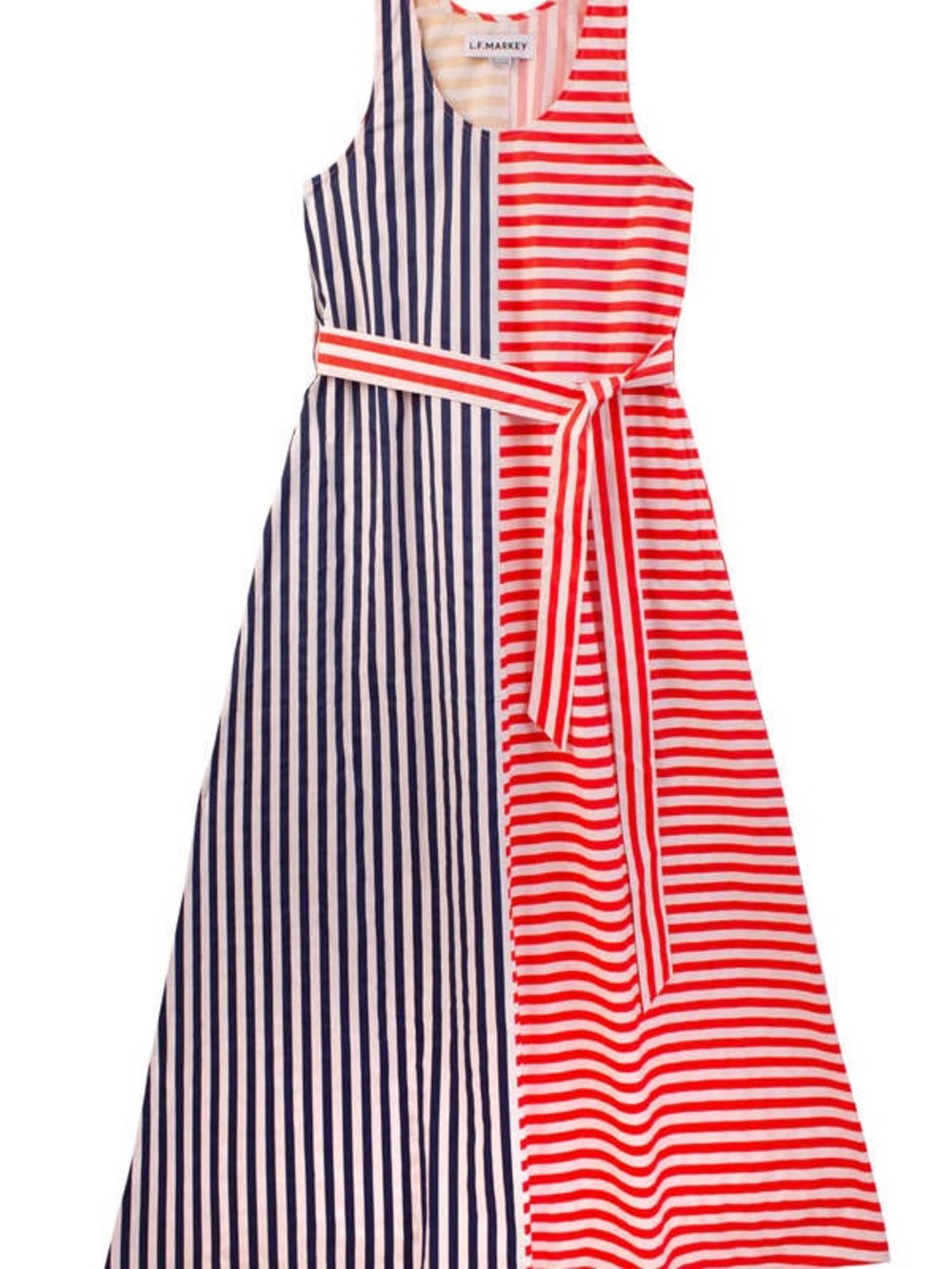 L.F. Markey Striped Sleeveless Maxi Dress in Red, Navy & Yellow 6UK/8US - Picture 6 of 7